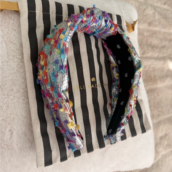 Lele Sadoughi Silver Metallic Confetti Knotted Women’s Headband - Picture 11 of 14